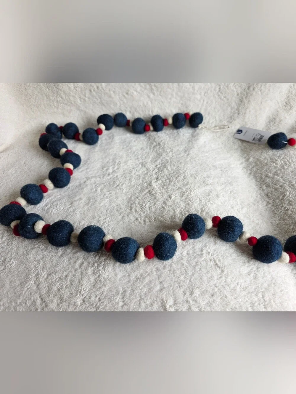 Bundle of 2 New Red White Blue Beaded Felt wool Garland 72
